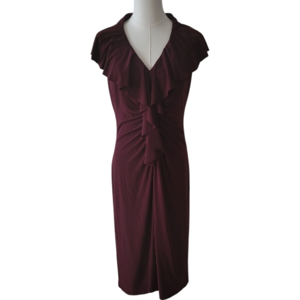 Lauren by RL Wine Color Sleeveless Draped Dress Size‎ 10